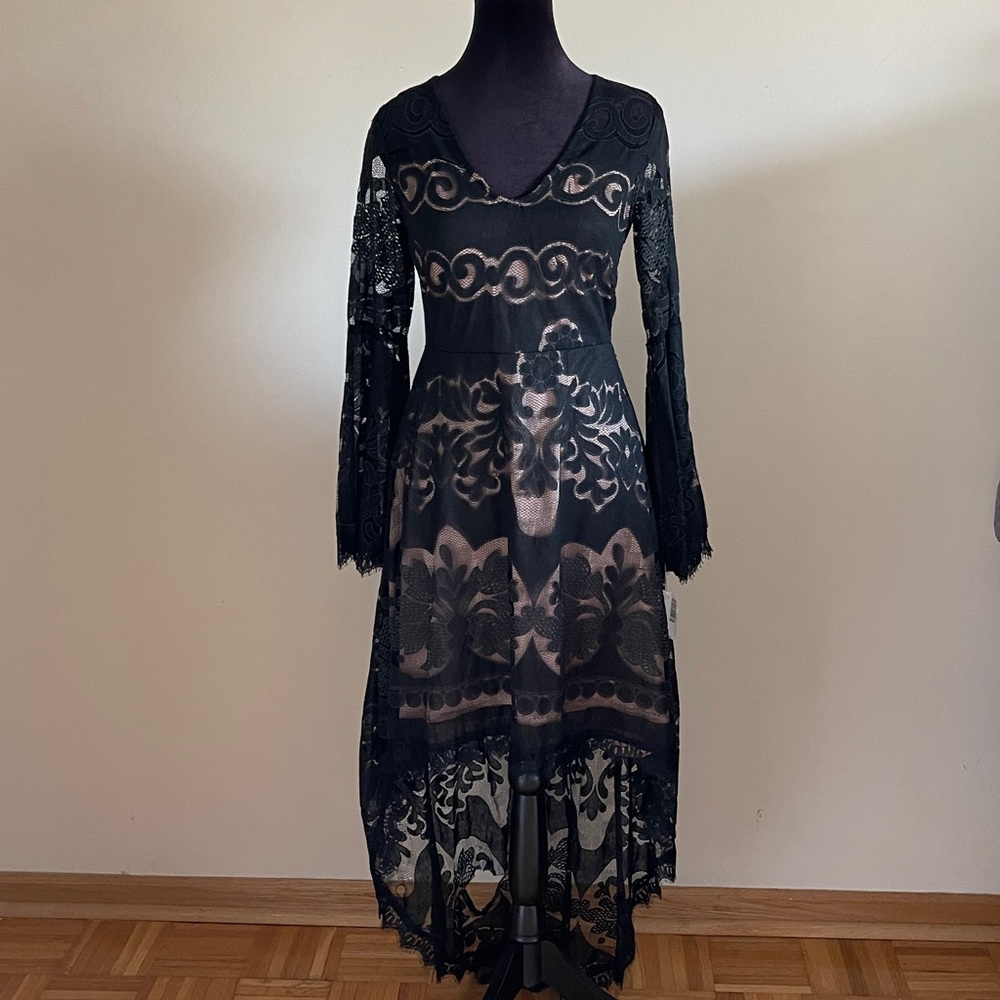 NEW Lily McBee Elegant Black and Nude Lace Dress - Picture 2 of 9